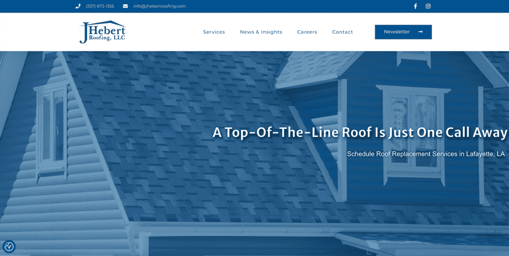 Jhebert Roofing website screenshot