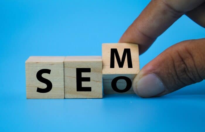 wood cubes with letters spelling SEO and SEM