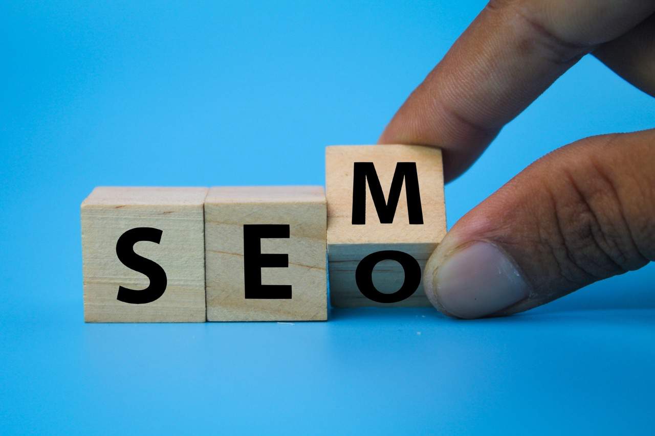 wood cubes with letters spelling SEO and SEM