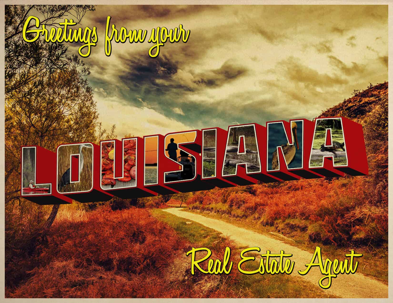Greetings from your Louisiana Real Estate Agent postcard design