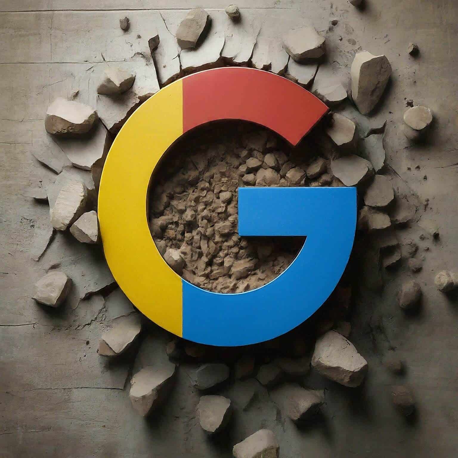 Google logo smash into wall